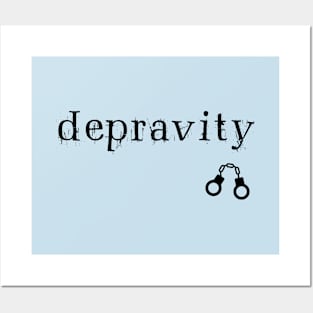 Depravity Handcuffs Small Light-Monotone Posters and Art